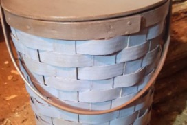 Painted Wooden Basket Cooler Closeup