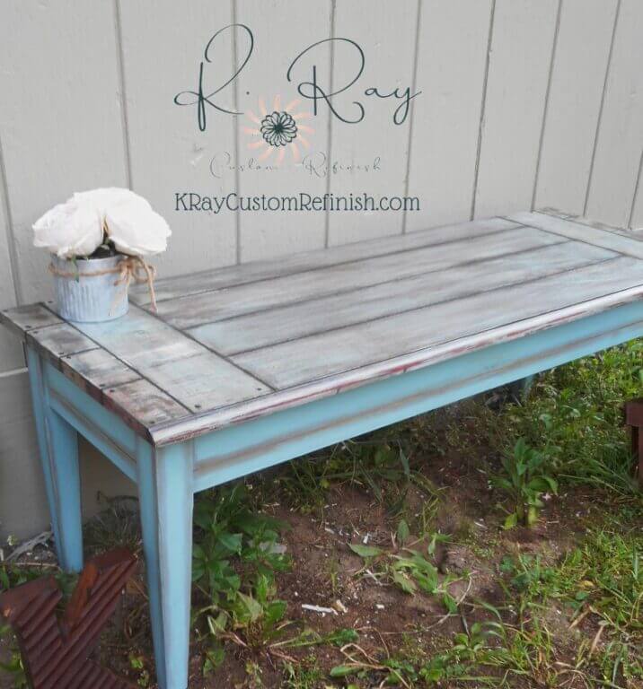 Painted Faux Barn Door Coffee Table