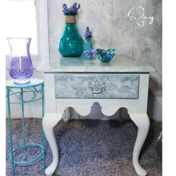 Marble Faux Finish Queen Ann Side Table Full