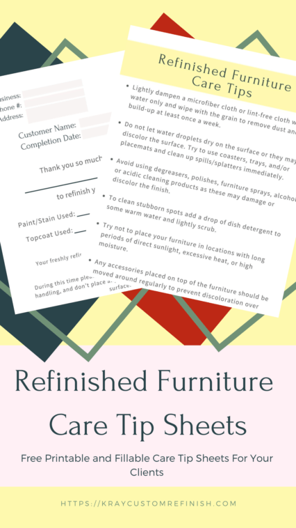 Refinished Furniture Care Sheet Pin