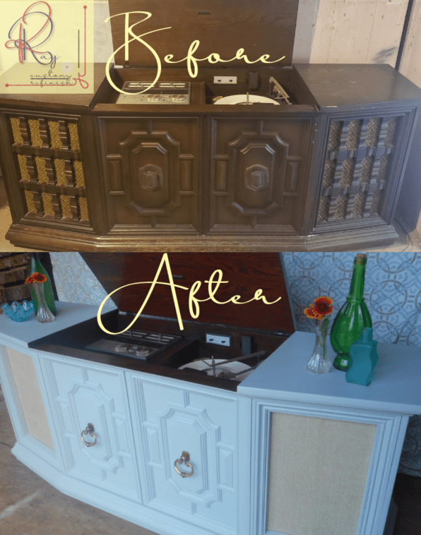 Vintage Record Player Cabinet Before and After