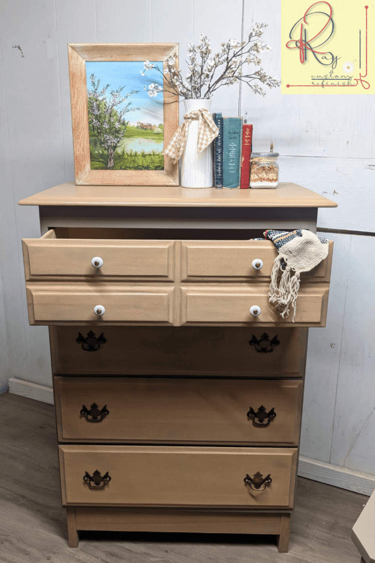 Raw wood and paint farmhouse dresser