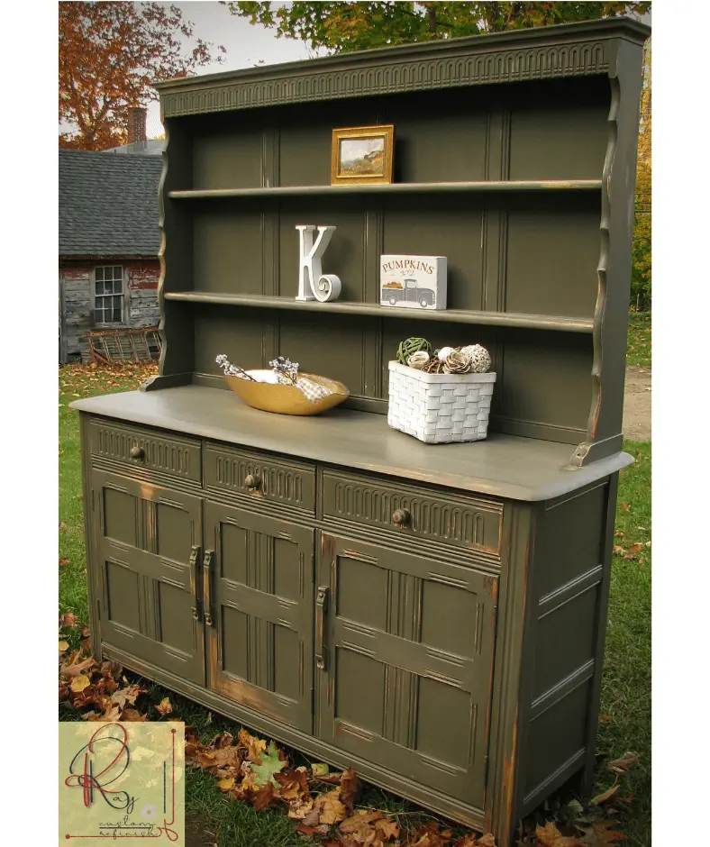 Distressed Farmhouse Hutch | Priory Oak Hutch - SOLD OUT 1 Distressed Farmhouse Hutch KRay Custom Refinish