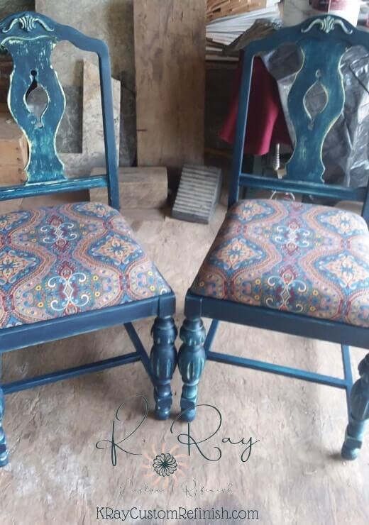 Hand Painted Vintage French Chair Pair