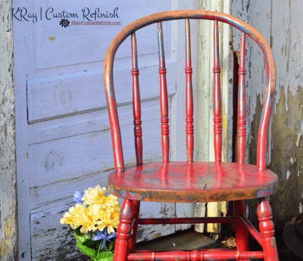 Red Rustic Farmhouse Chair